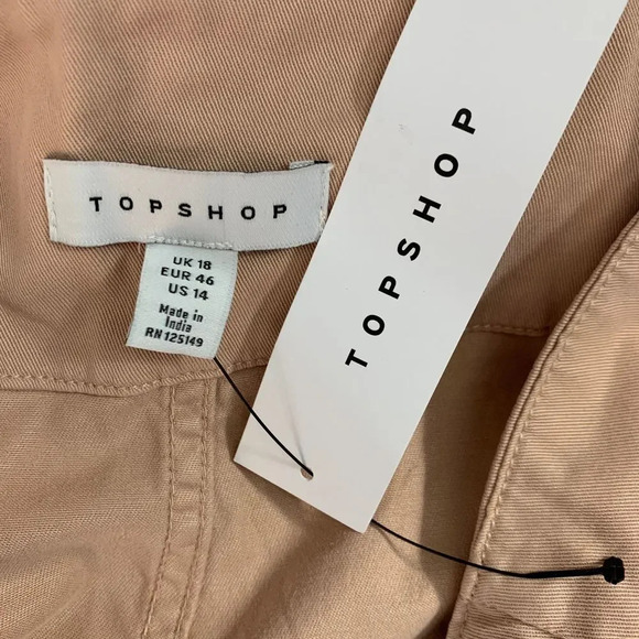 Topshop Utility Paperbag Shorts in Nude Beige Size 14 - Picture 9 of 9